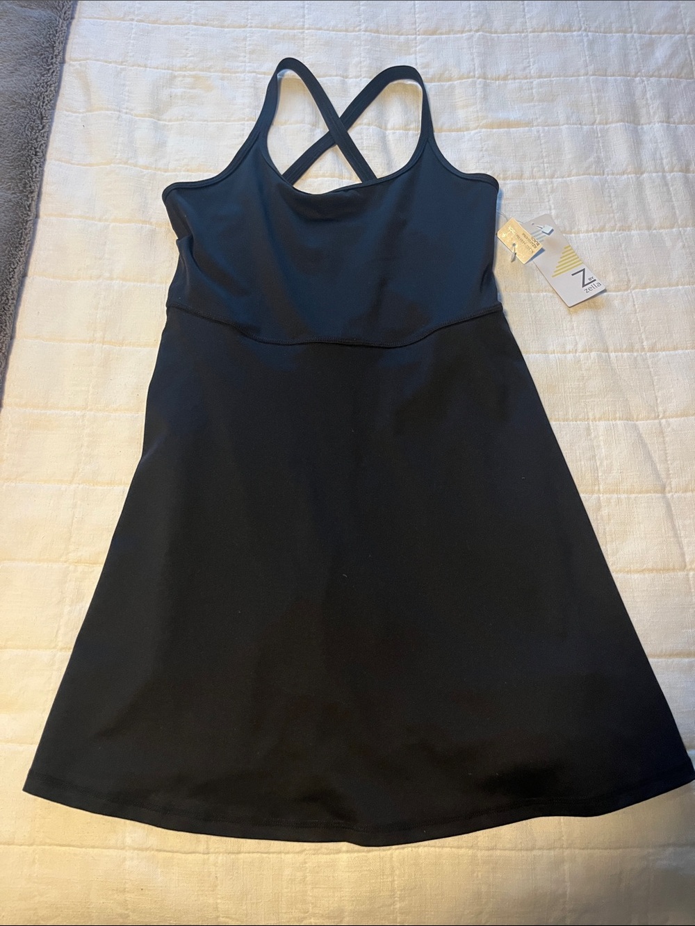 Zella Black Cross-Strap Active Mini Dress